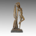 Danseuse Bronze Sculpture Pretty Girl Deco Statue en laiton TPE-361